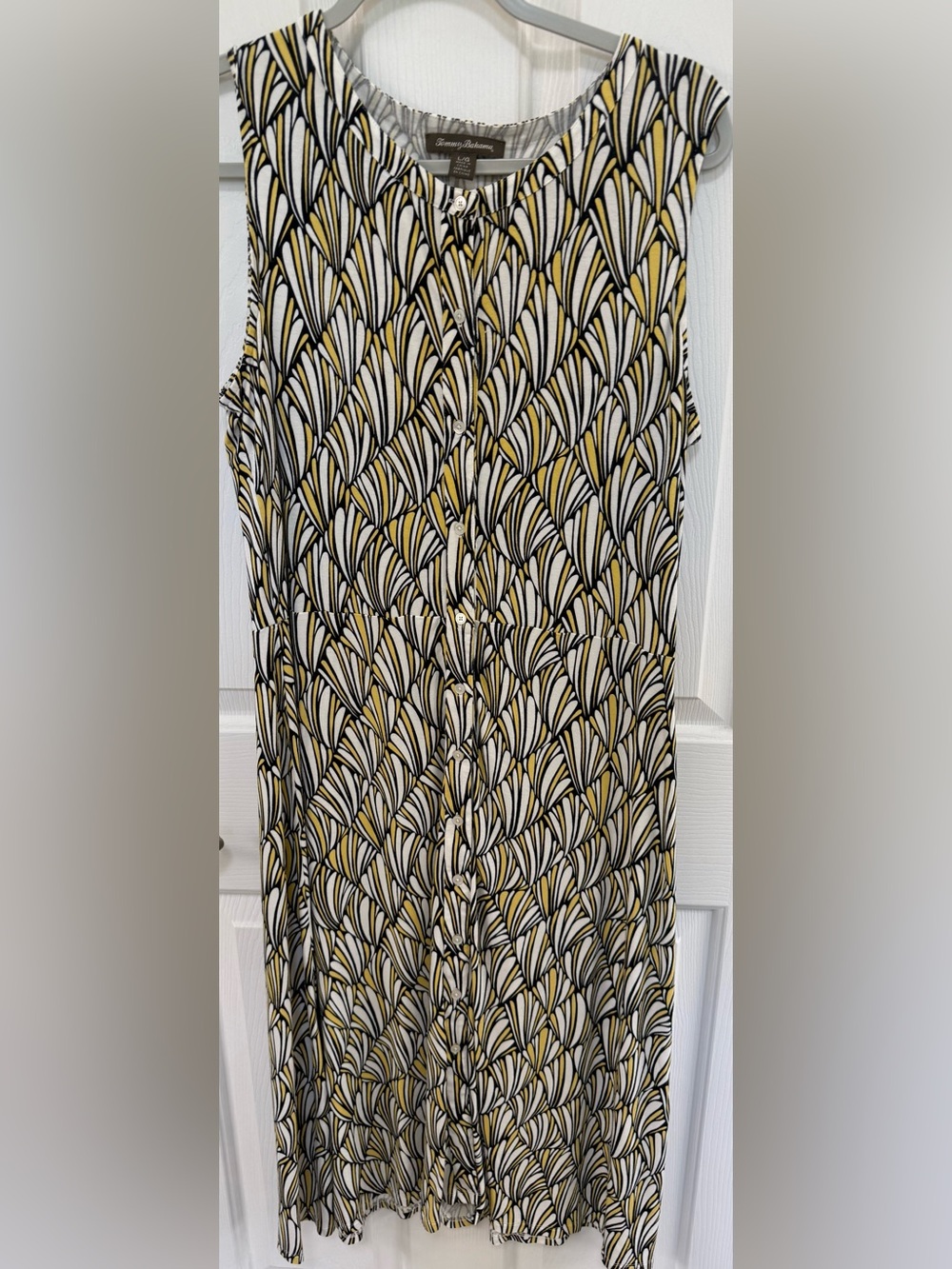 Tommy Bahama sleeveless button-up shirt dress.